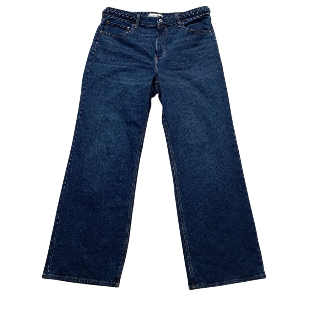 Abercrombie & Fitch Jeans Womens 32 Blue 90s Relaxed High Rise Braided Waistband